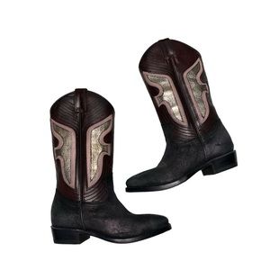 Frye Billy Western Boots in Plum Multi Taylor Swift Eras style